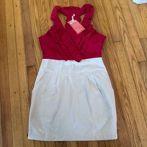 Red and White Halter Dress